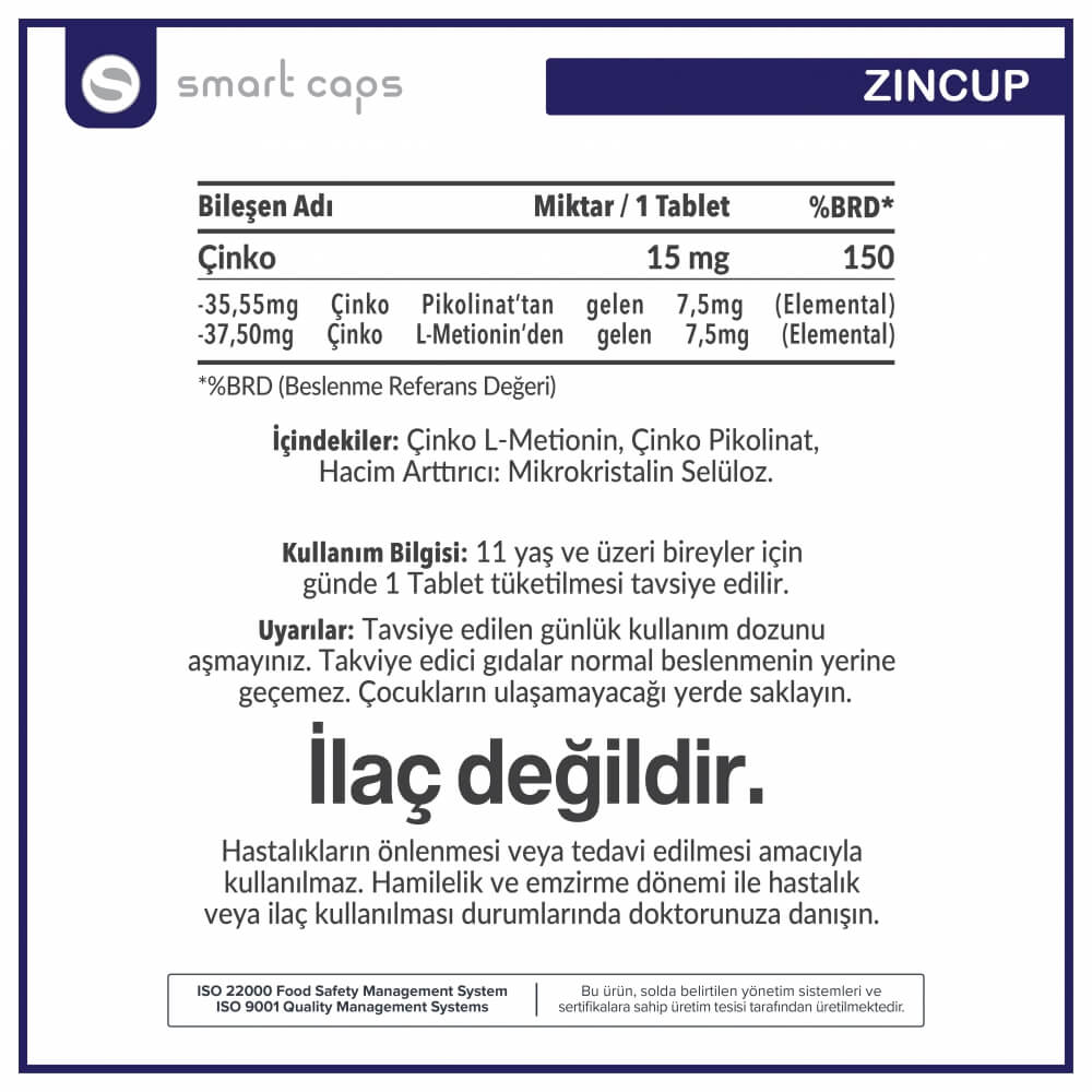 Çinko Zincup 60 Tablet